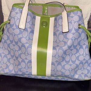 Coach Blue and Green Signature Tote